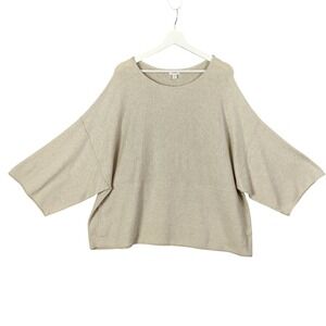 Pure J Jill Lagen Oversized Boxy Beige Cashmere Dolman Sleeve Sweater Womens XLP